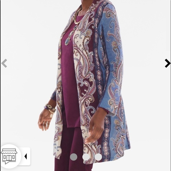 Chico's Sweaters - Chico’s Scroll-print cardigan size 0